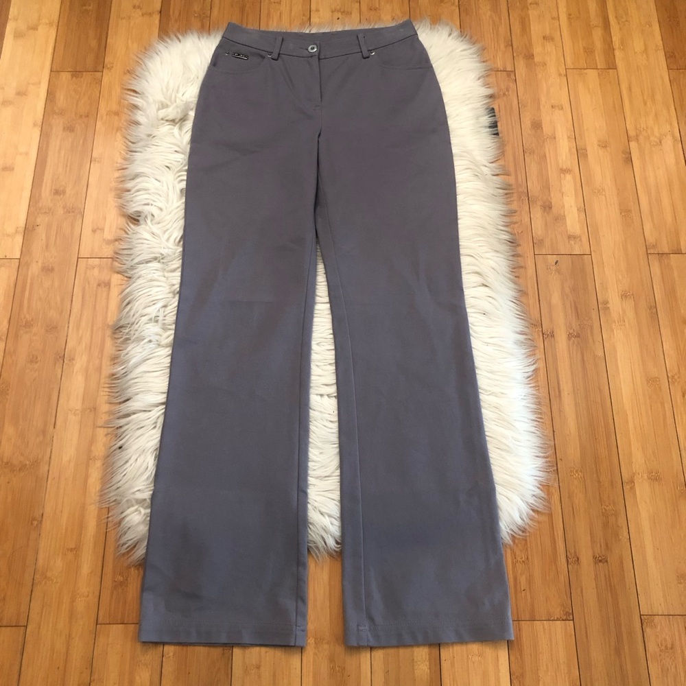 St. John Sport Gray Lavender 5-pocket Wide Leg Womens Pants size 2